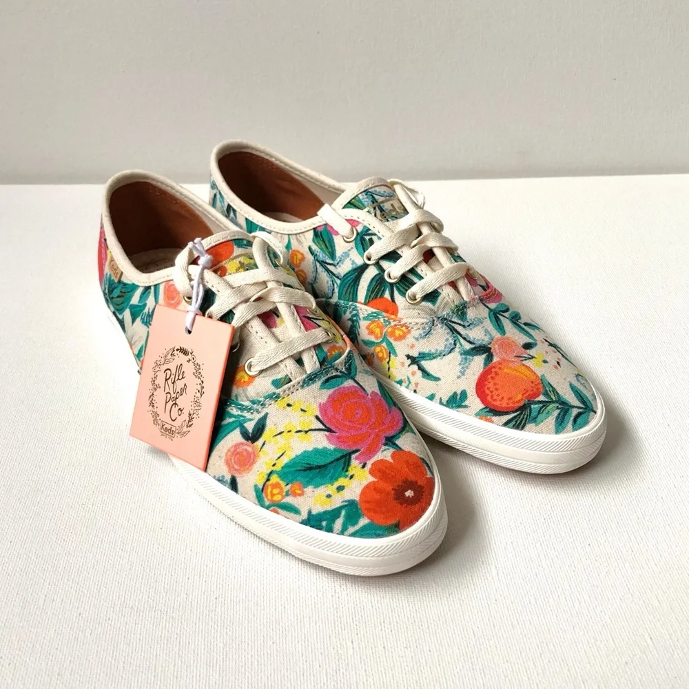 NIB Keds x Rifle Paper Co Vintage Champion Orangerie Floral Sneakers Size 6.5